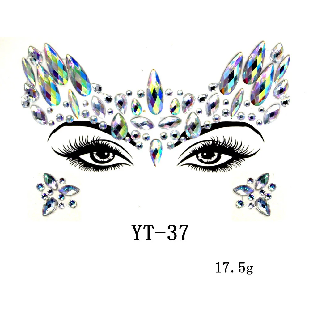 New fashion temporary adhesive eye face acrylic diamond wholesale custom crystal gem stickers for face