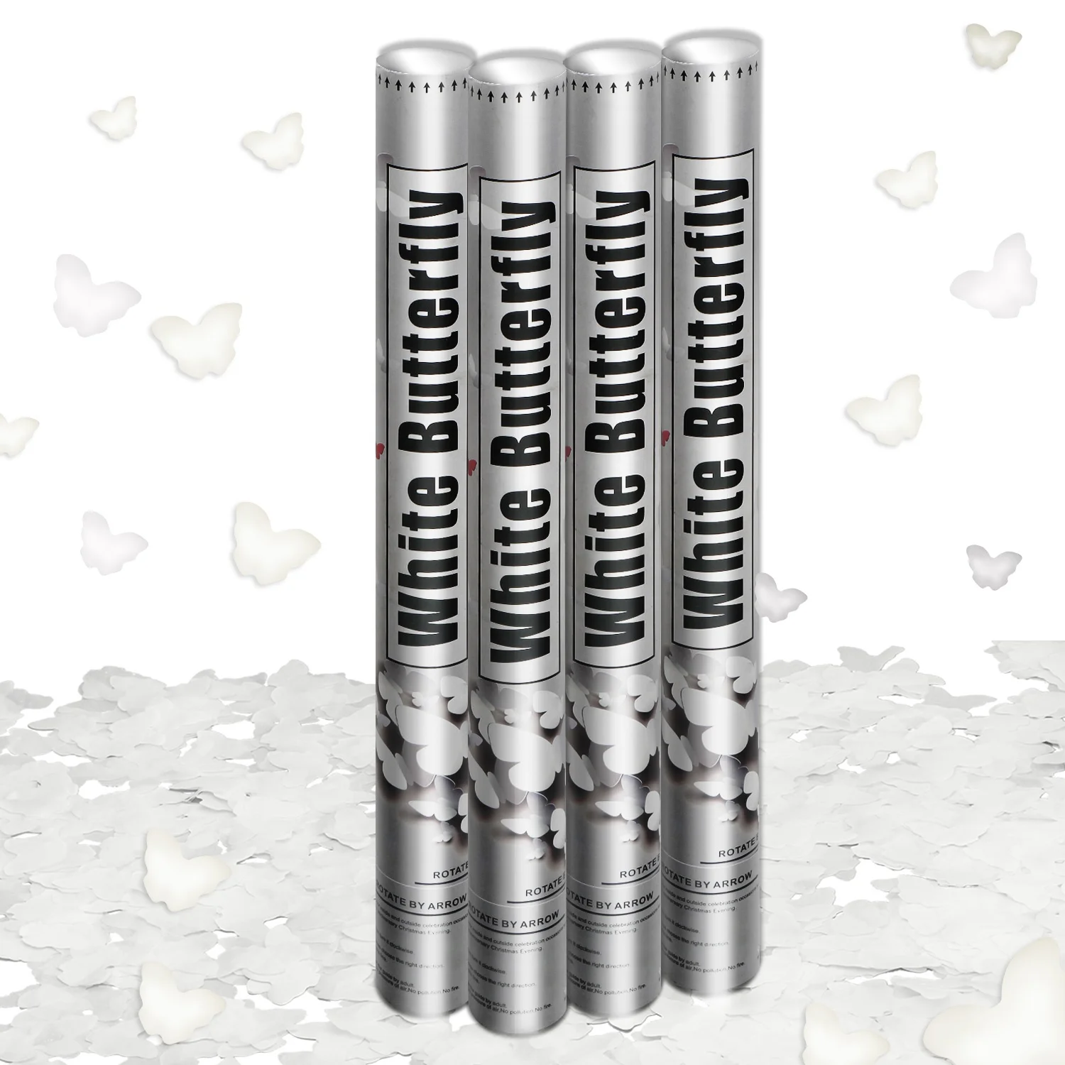 Изготовленные на заказ портативные бабочки для вечеринки белый сжатый воздух оптовая продажа Новые бумажные попперы биоразлагаемая пушка конфетти свадьбы