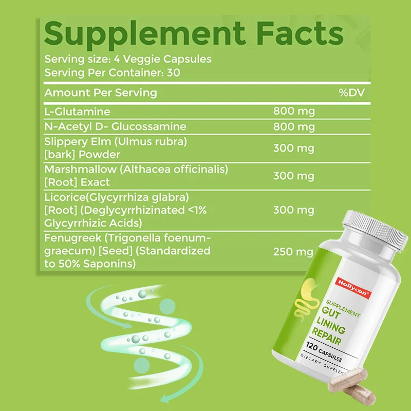 OEM Reduce Acid Reflux Decrease Diarrhea Firmer Stool Gut Health Help Leaky Gut Repair Gut Lining Repair Supplement Capsules