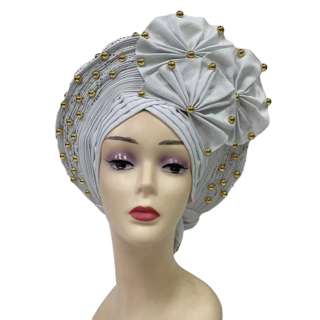 MH-1198 Новый плетеная африканская головная повязка Aso Oke готовая легко носить автомобильную шляпку в круглой мусульманской тюрбане