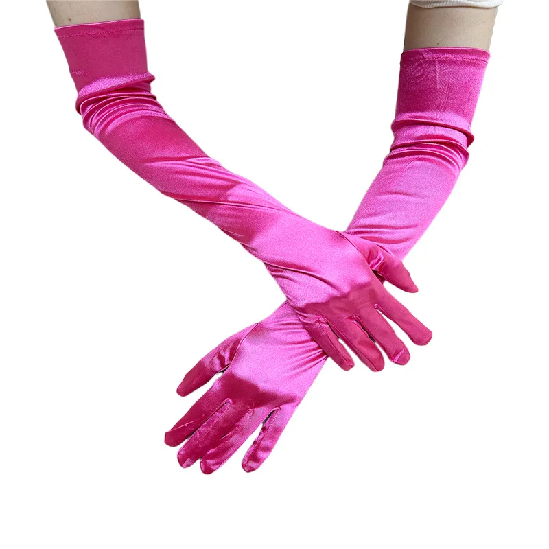 Bridal Satin Spandex Sunscreen Gloves Elegant Long Dance Wedding Party Gloves with Extended Elbow