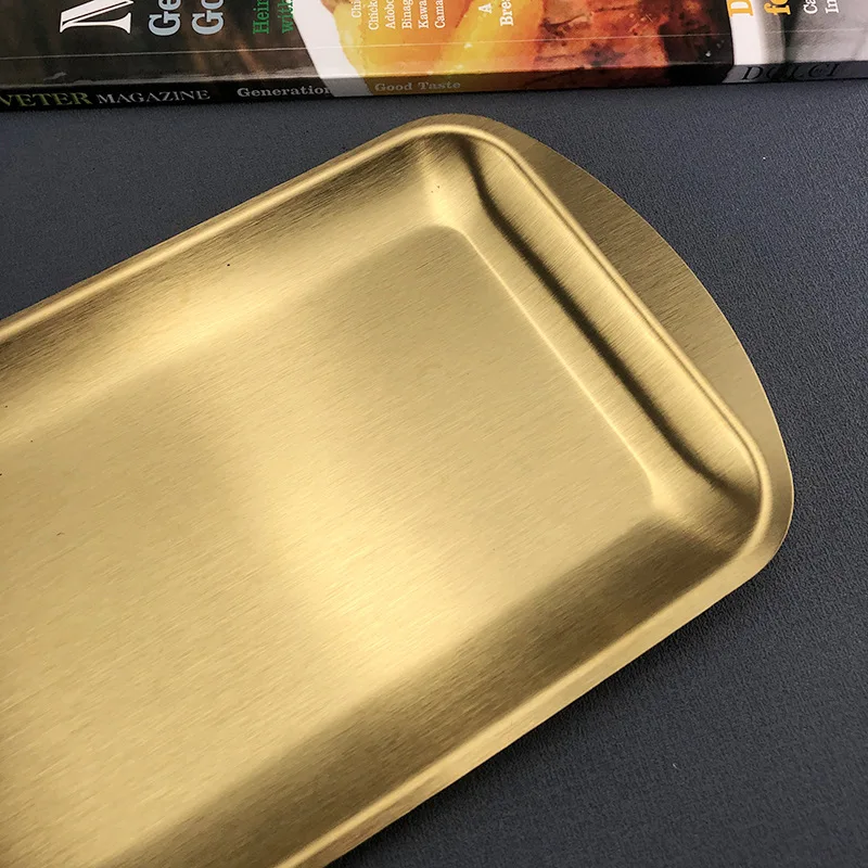 FTS stainless steel plates wholesale dishes food serving dinner catering restaurant metal set gold korean plate