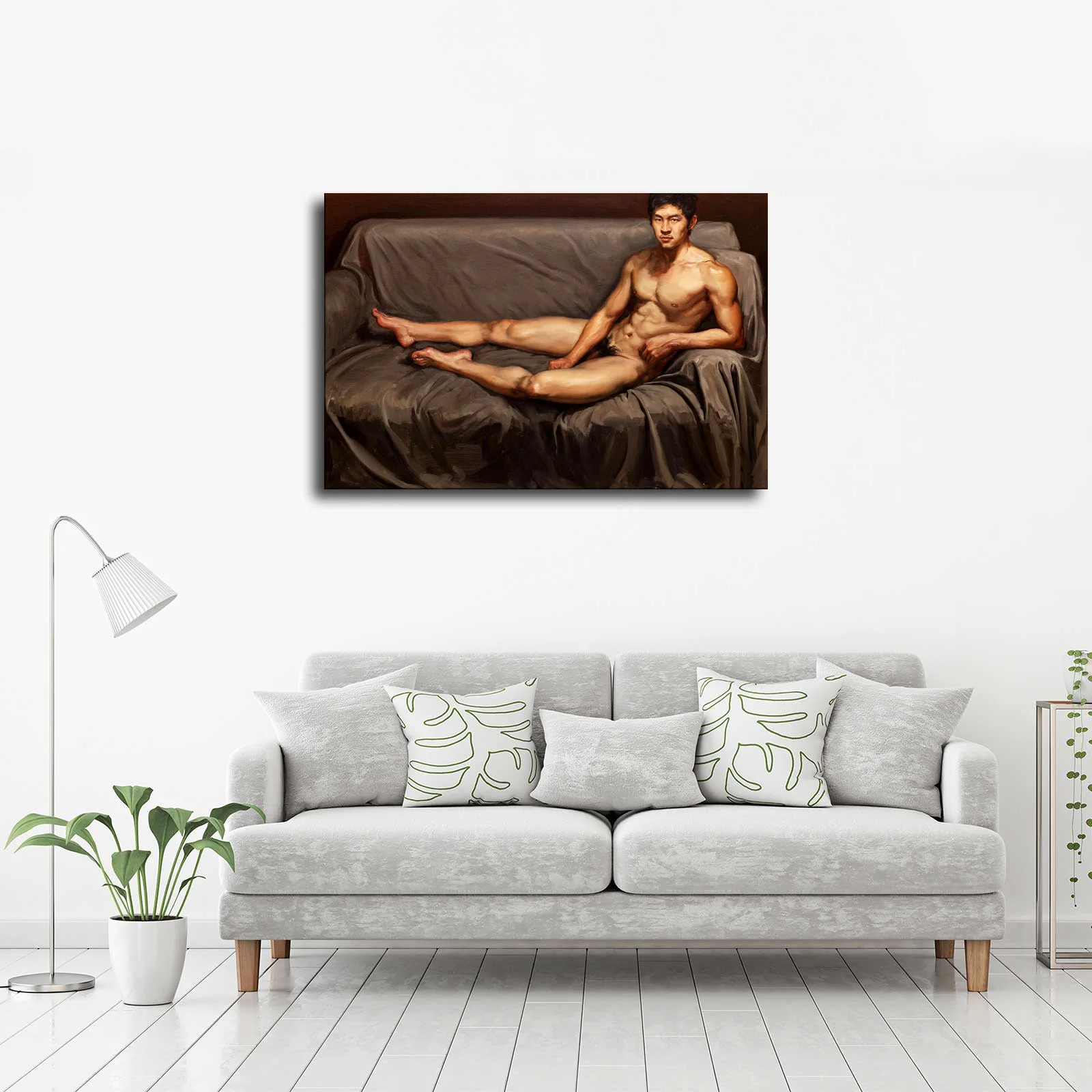 Hand Custom Poster Art Male Nude Oil Men Portrait Painting