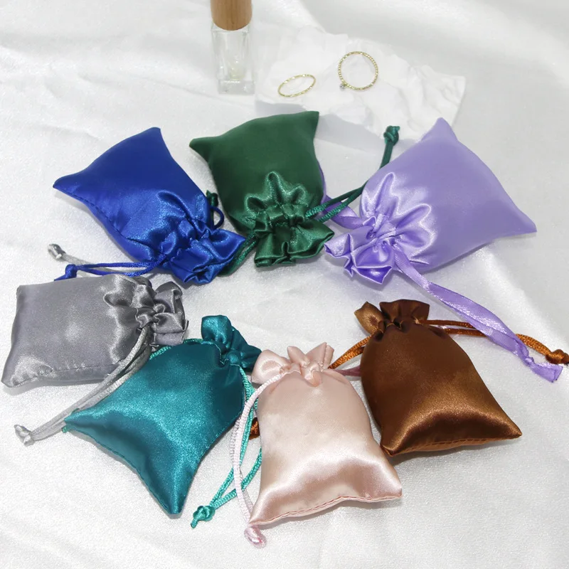 Custom Luxury Silk Dust Bags Satin Drawstring Bag Hair Bundles Jewelry Pouch With Logo