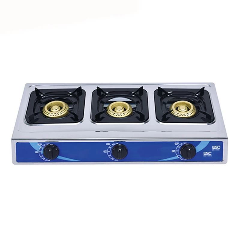 Kitchen appliance Cooktops tempered Three-hole lpg gas stove for home use for hot selling