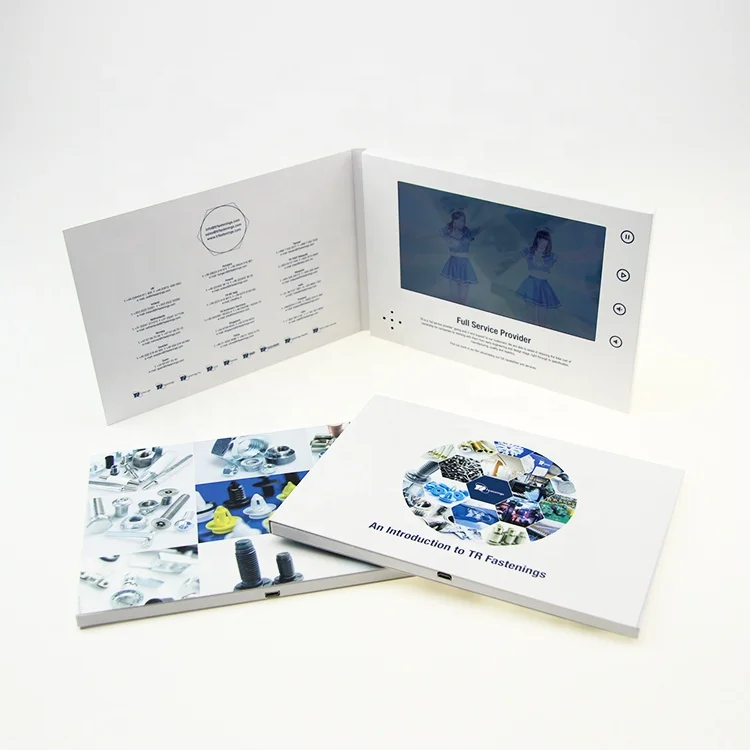 New hair products paper art craft price high quality lcd gift box advertising card music book video brochure mailer