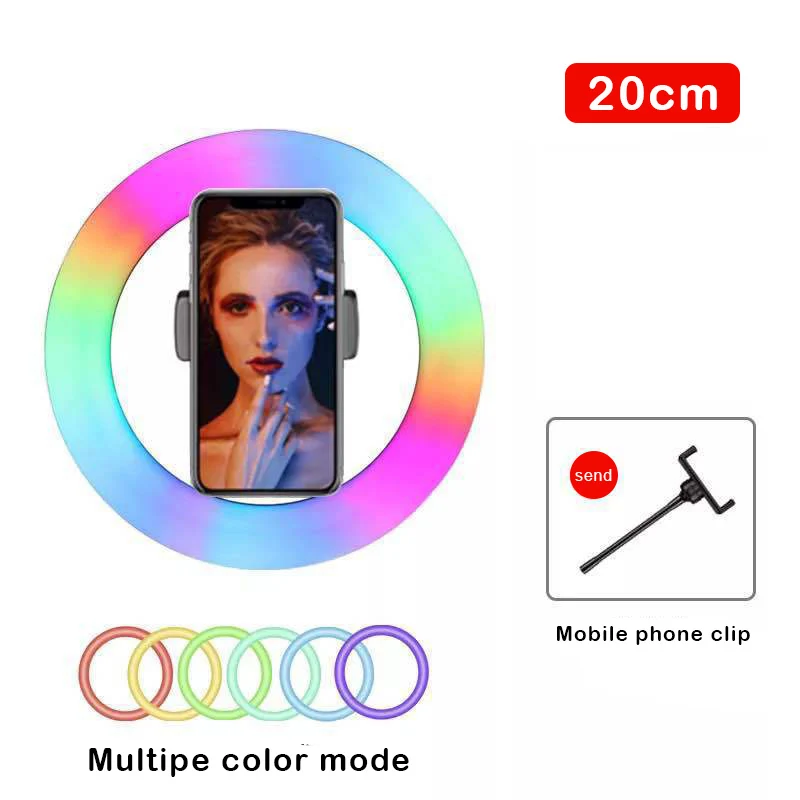 Led Light Portable  Foldable Table RGB Light Phone Holder USB LED Ring Light with tripod stand