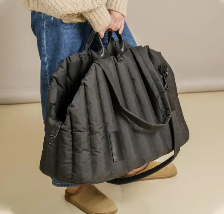 Customize Twill Faux Linen Warm Sling Pet Carrier Tote Bag Travel Dog Car Seat Safety Bed with Removable Soft Pad