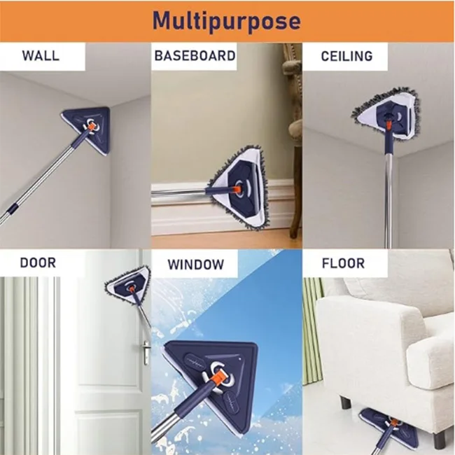 Plastic Mop Sweeper Dust Wet Dry Mop for Kitchen Bathroom Wall Cleaning with  Chenille