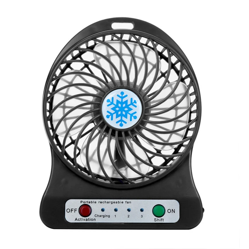 Portable office rechargeable table fans small student hand held mini usb charging outdoor fan with led light