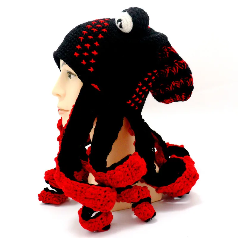 Cartoon Octopus Viking Beard Gift Hats, Cute Novelty Hats For Winter Warm Skiing Biking/