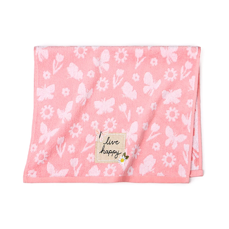Bath towel set comfortable 100%cotton terry with free fancy embroidery and customized bag