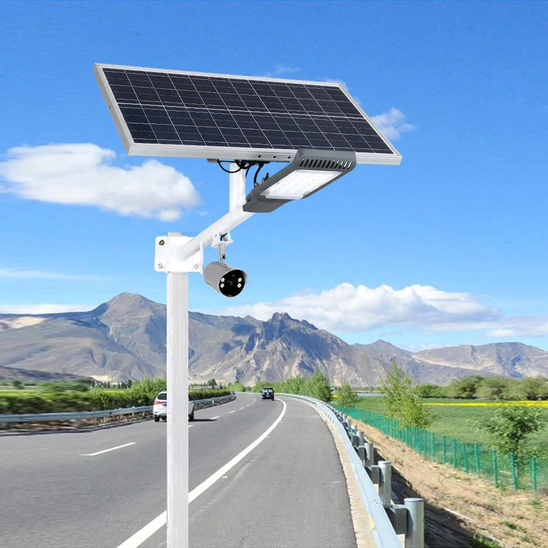 High quality outdoor intelligent 4G wifi 50w solar street light cctv camera
