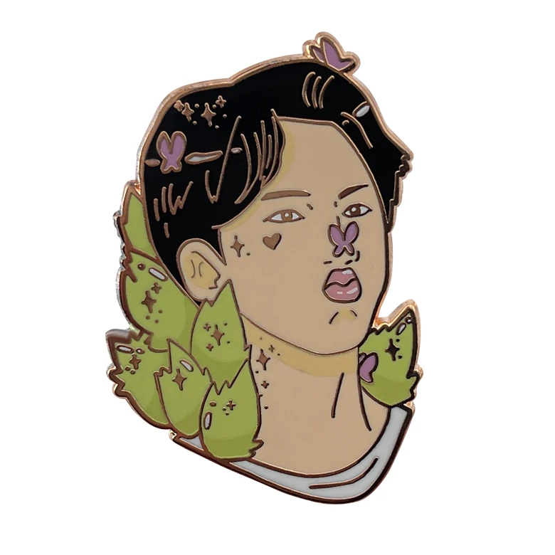 Горячая Распродажа Корейская группа Idol металлические булавки для лацканов с красивым мальчиком и цветком жесткая эмалированная булавка покрытием из розового золота