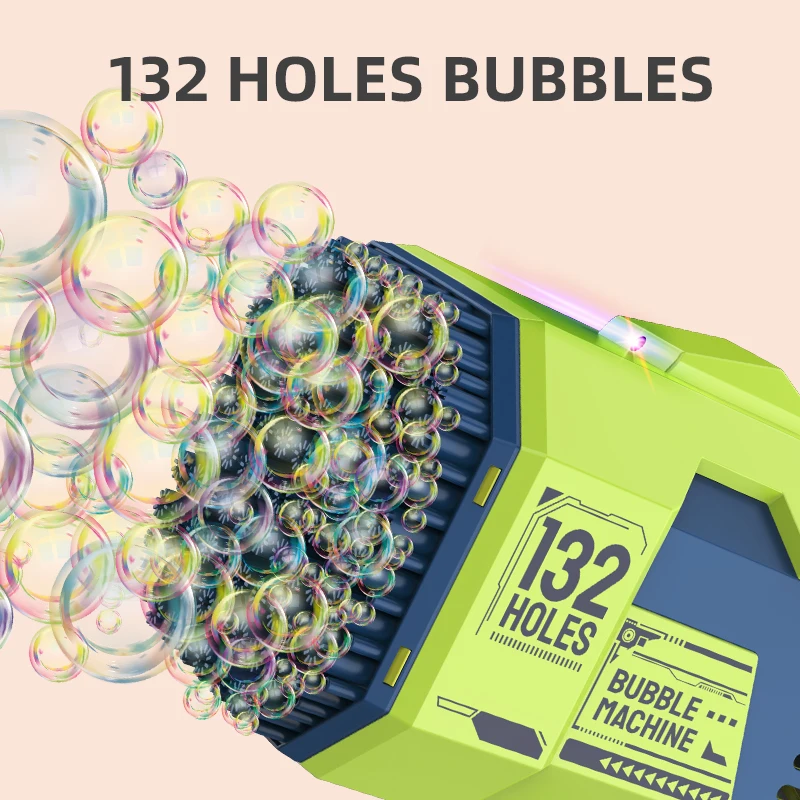 132 Hole Electric Bazooka Bubble Gun Kids Summer Outdoor Soap Water Bubble Maker Toy Dazzle Light Rocket Launcher Bubble Machine