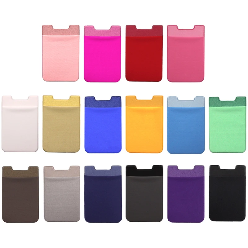 Lycra Phone Case Adhesive Pocket Back Phone Sleeves ID Card Pocket Lycra Phone Wallet Credit Card Holder