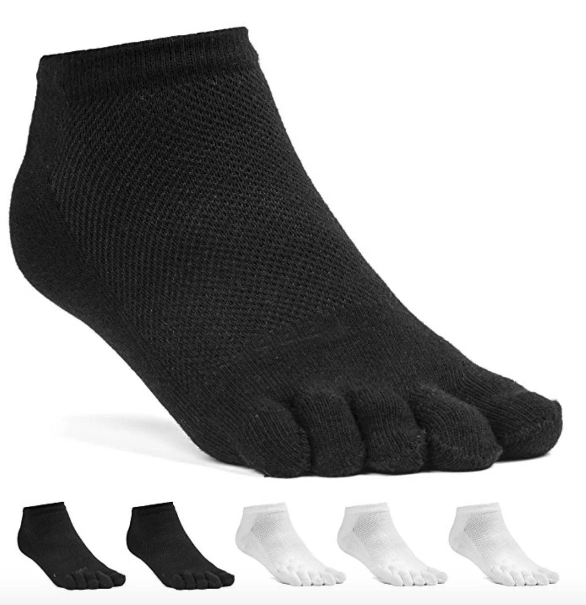 High Quality 100% Cotton Black Women Athletic Ankle Five Finger Toe Socks