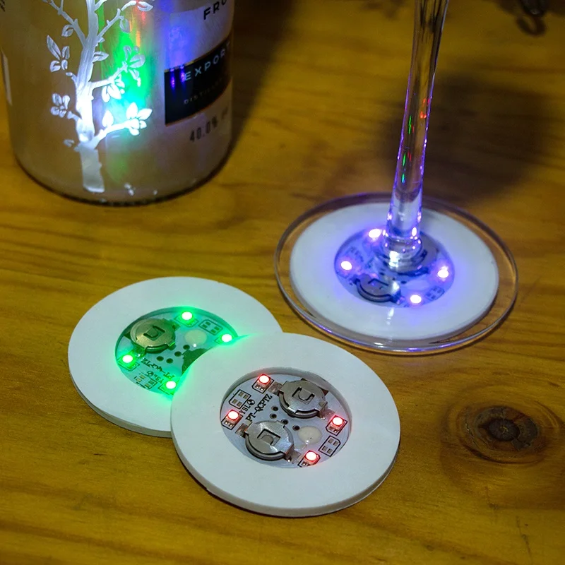 Factory Price High Quality Bottle LED Light Up Sticker Coaster For Bar And Nightclubs