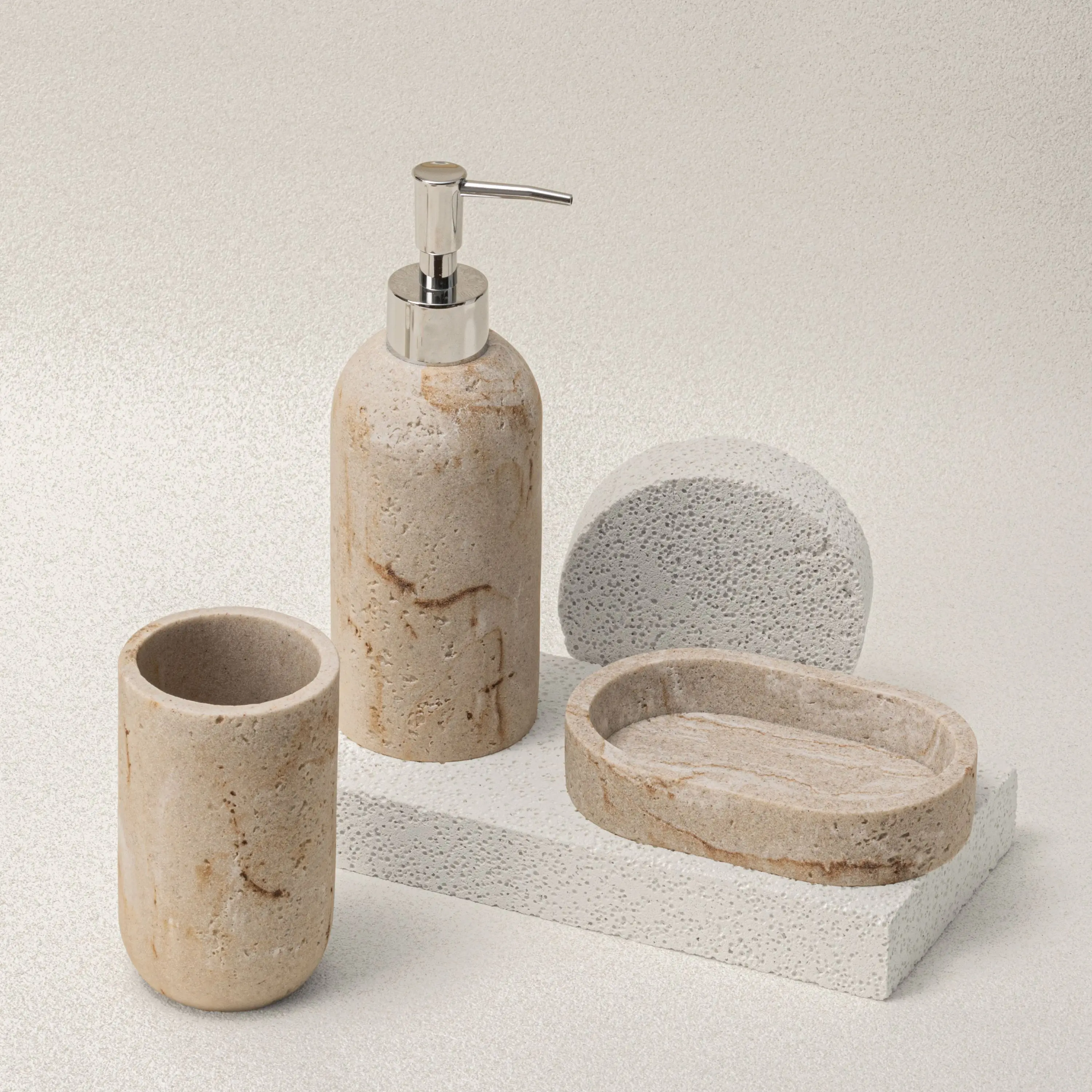 Skymoving New Custom Elegant Marble Resin Bathroom Sets Design 3pcs Luxury Polyresin Marble Bathroom Accessories Sets for Home