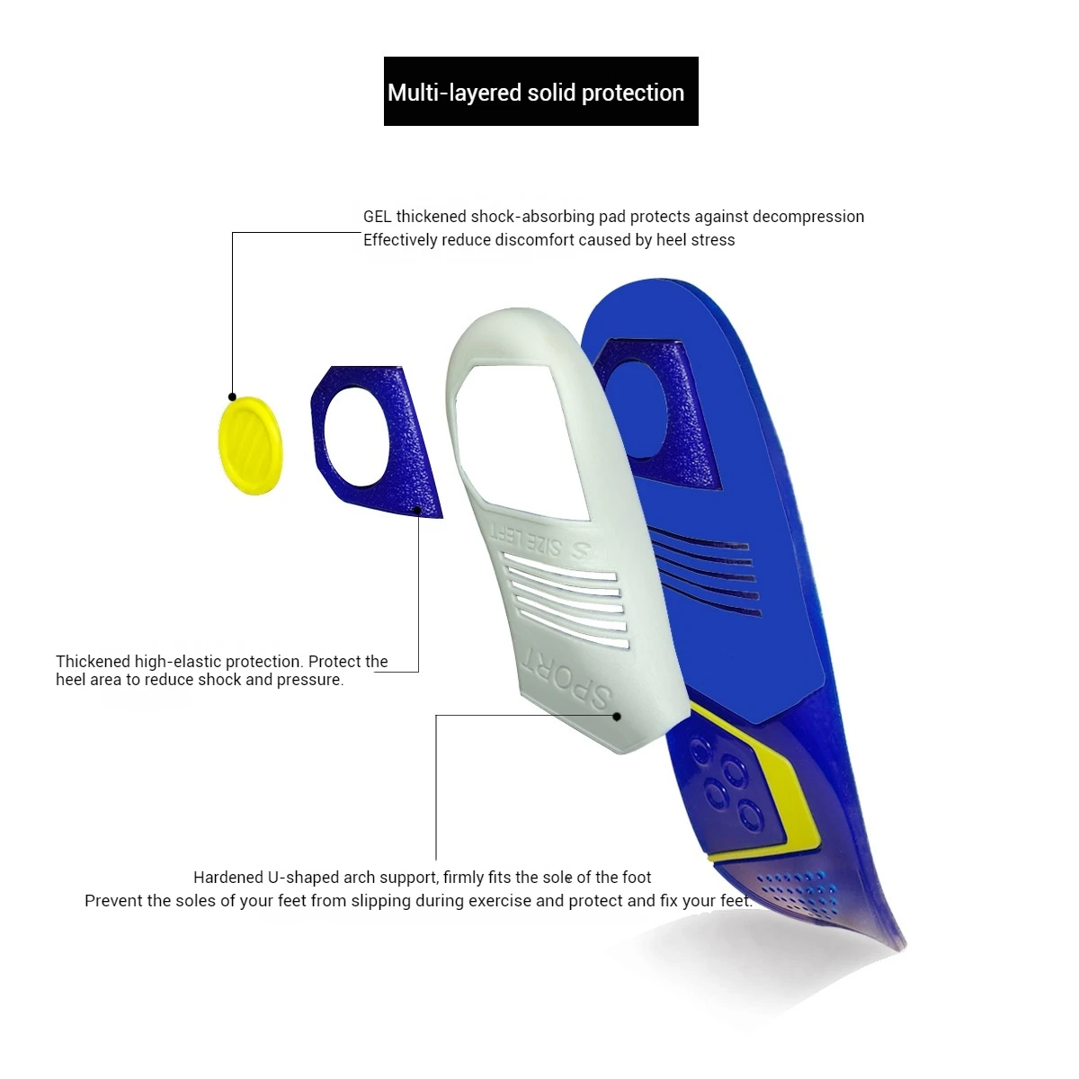Olian Factory Sports Massaging Silicone Gel Insoles TPE Arch Support Orthopedic Plantar Fascilitis Running Insole