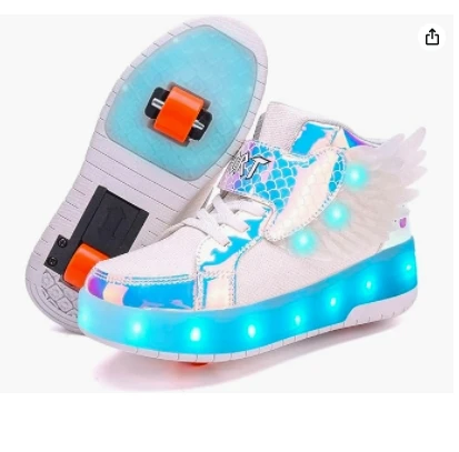 Kids Roller Shoes Boy Girl Sneakers with Wheels Become Sport Sneaker with Led for Christmas Birthday Children Show Gift