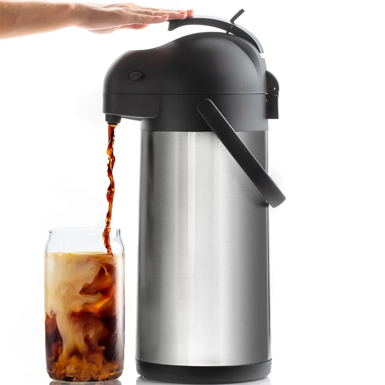 Airpot Coffee Dispenser with Pump Double Wall Vacuum Insulated Carafe Party Chocolate Drinks Thermal Beverage Dispenser 3L 4L
