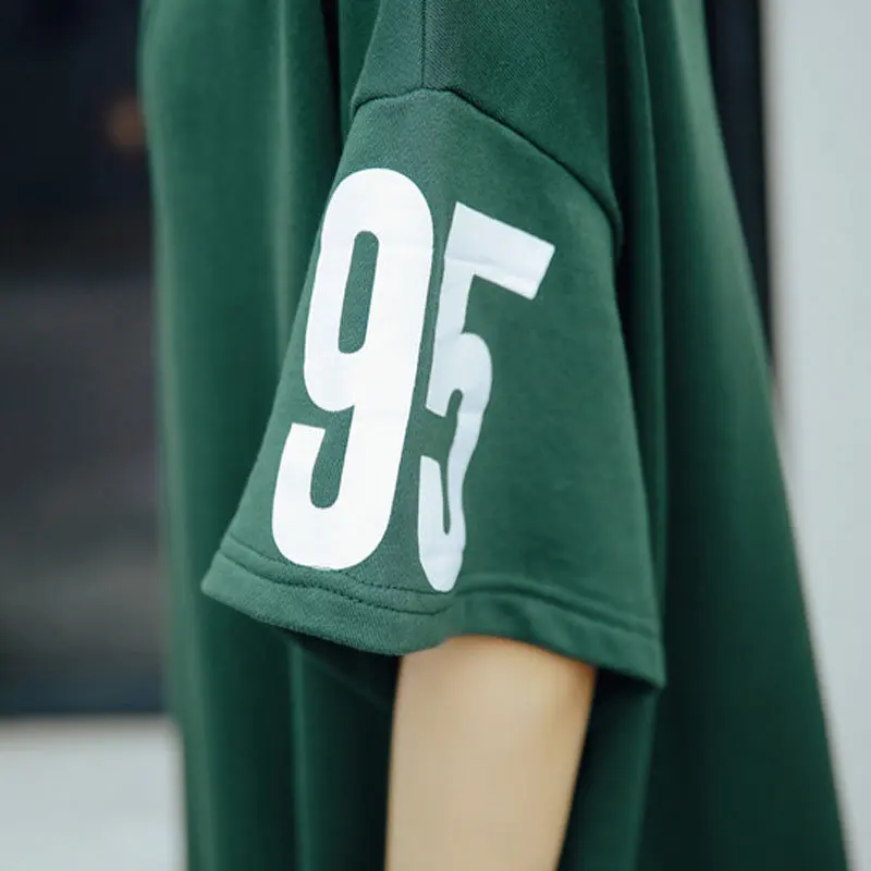 Wholesale European Large Oversized Sexy Slit Cotton Long Summer Dress Fashion Women Clothing Letter Printed Midi T Shirt Dresses