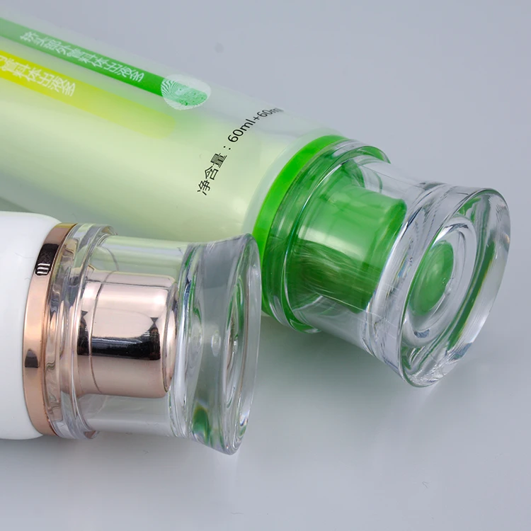 Empty 120ml Body Lotion Gel Dual Chamber Cosmetic Tube Packaging With Acrylic Cap