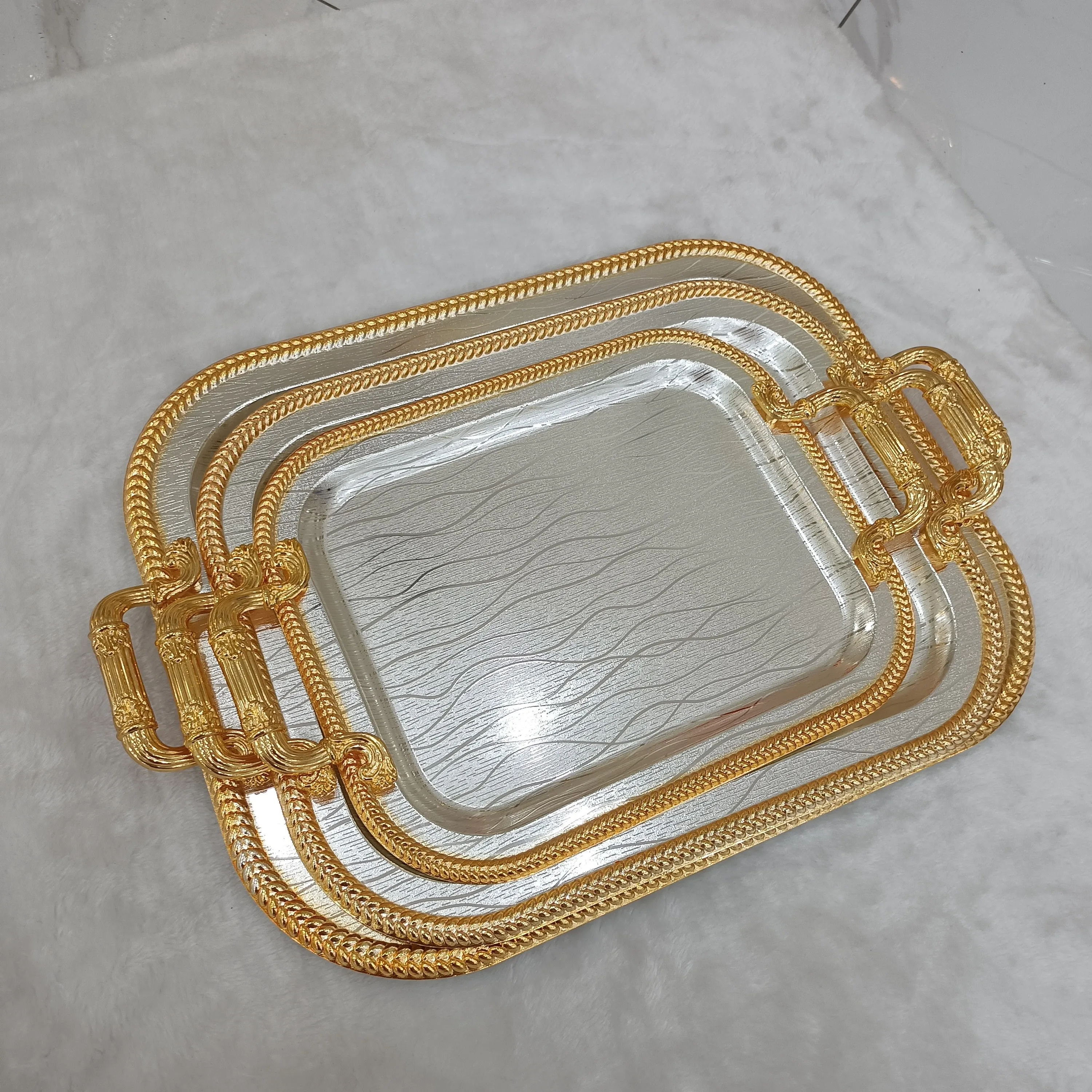 3 Tier Glass Serving Bowls with Golden Metal Stand Tiered Candy Box Basket Fruit Tray Plate Dish for Kitchen Counter