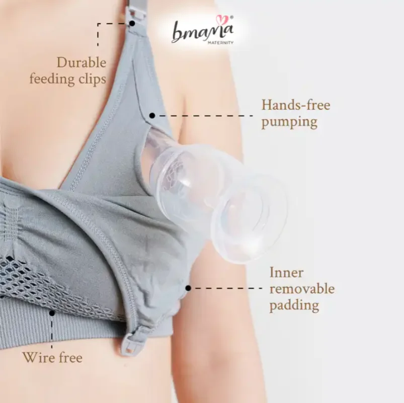 Service OEM convertible straps wire free seamless Embroidery nursing bra Bmama Comfort Hands-Free Pumping and Nursing Sport Bra