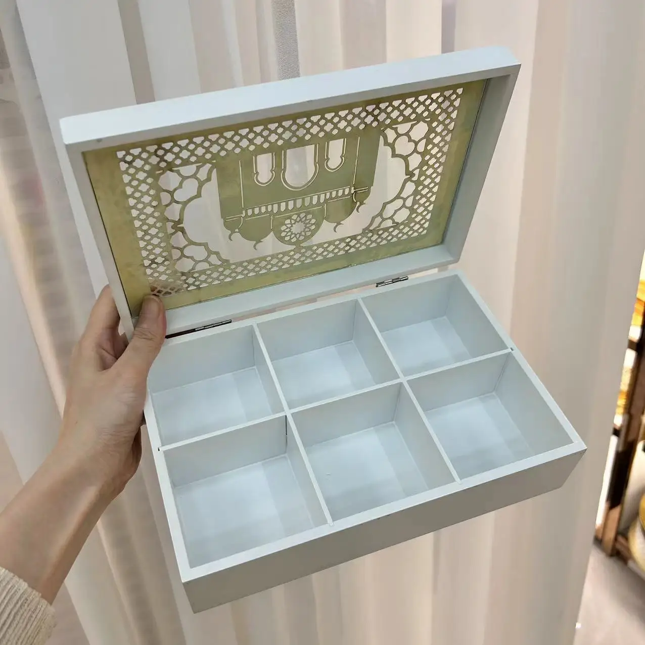 4 6 9 cube wooden muslim mosque moon snack box for islamic bakery packaging