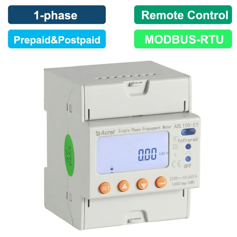Free IoT Platform Matching 1 Phase Prepayment Power Energy Meter Rs485 Voltmeter Ammeter Measuring Instrument Class 1 Accuracy