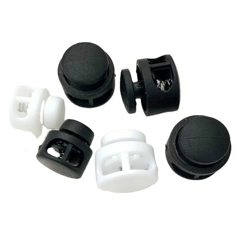 Красочные плоские круглые застежки с двумя отверстиями пластиковые Пружинные замки для одежды Стопперы шнурка