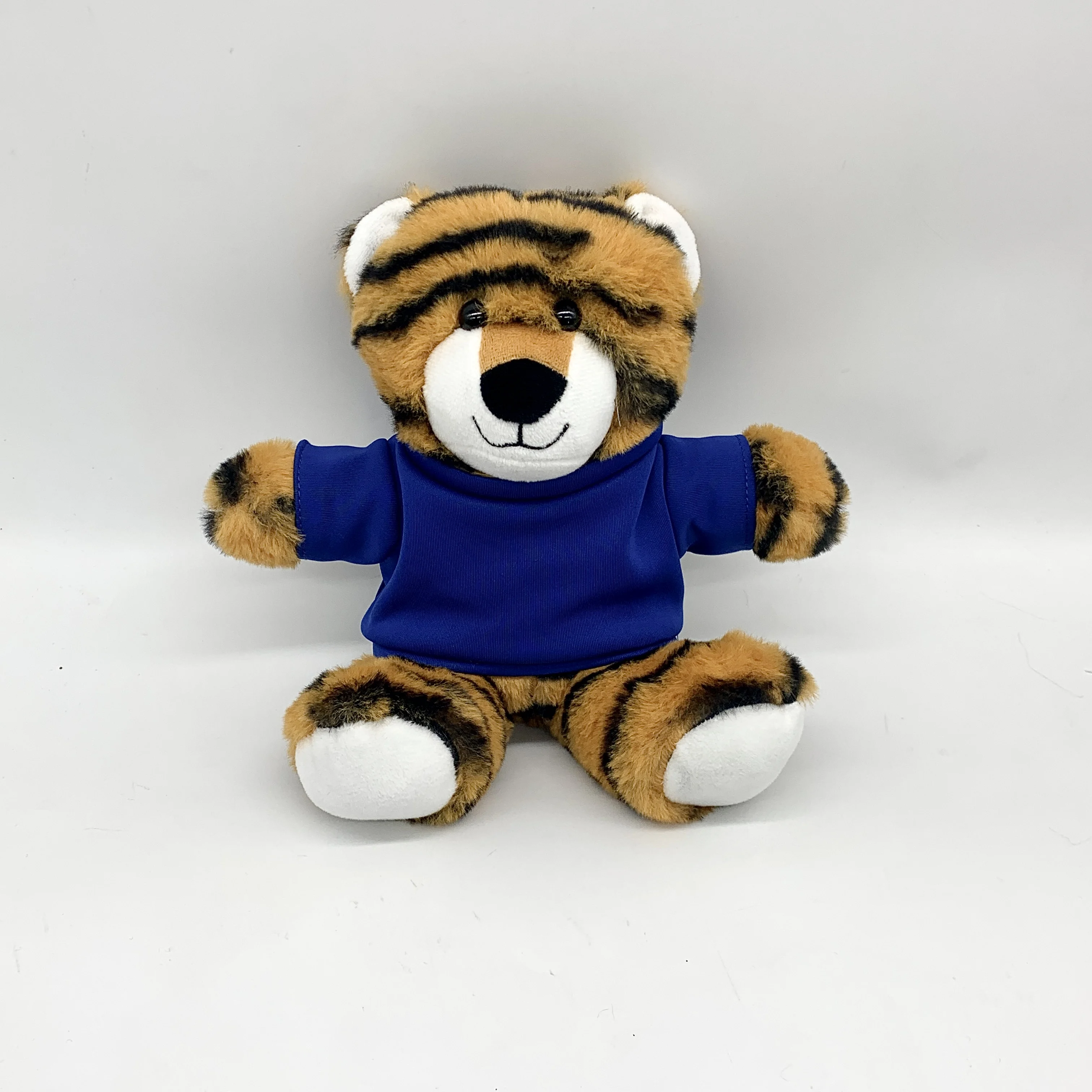 sublimated logo animal cartoon tiger plush toy with shirt new design Customized logo plush tiger toys For home Decoration