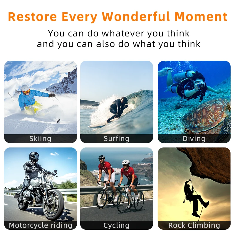 Action & sports camera 4K with wifi and remote control dual screen 2.0+1.3 inch