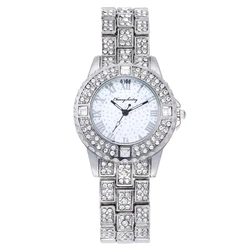 Crystal Ladies Quartz Wrist Bracelet Pink Lab Made Diamond Watch Women JAW-0913