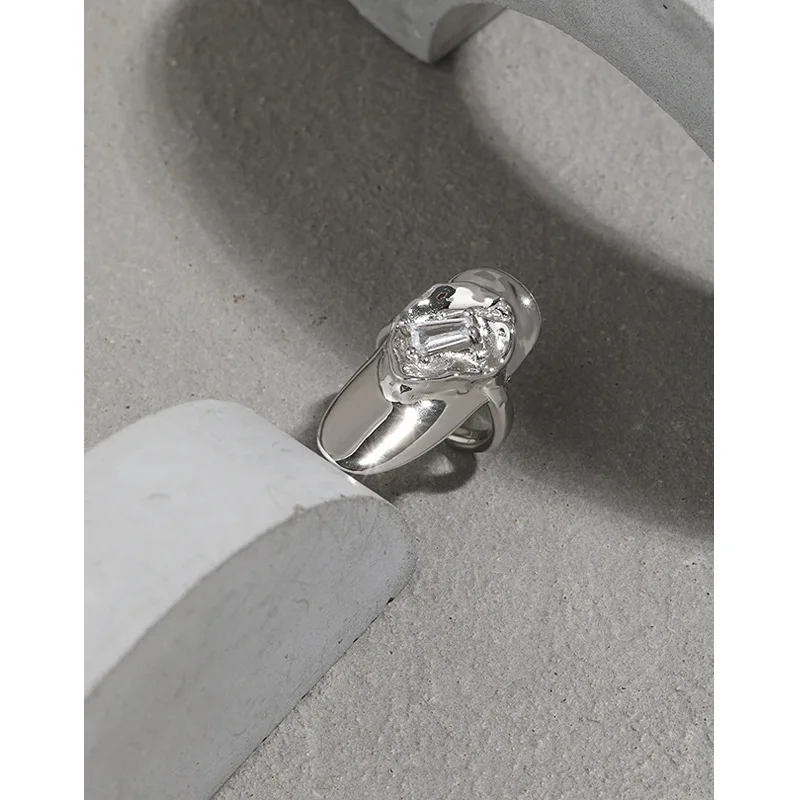 925 Sterling Silver Rings Punk Style 18K Gold Platinum Plated Zircon Full Cover Finger  Nail Tip Ring