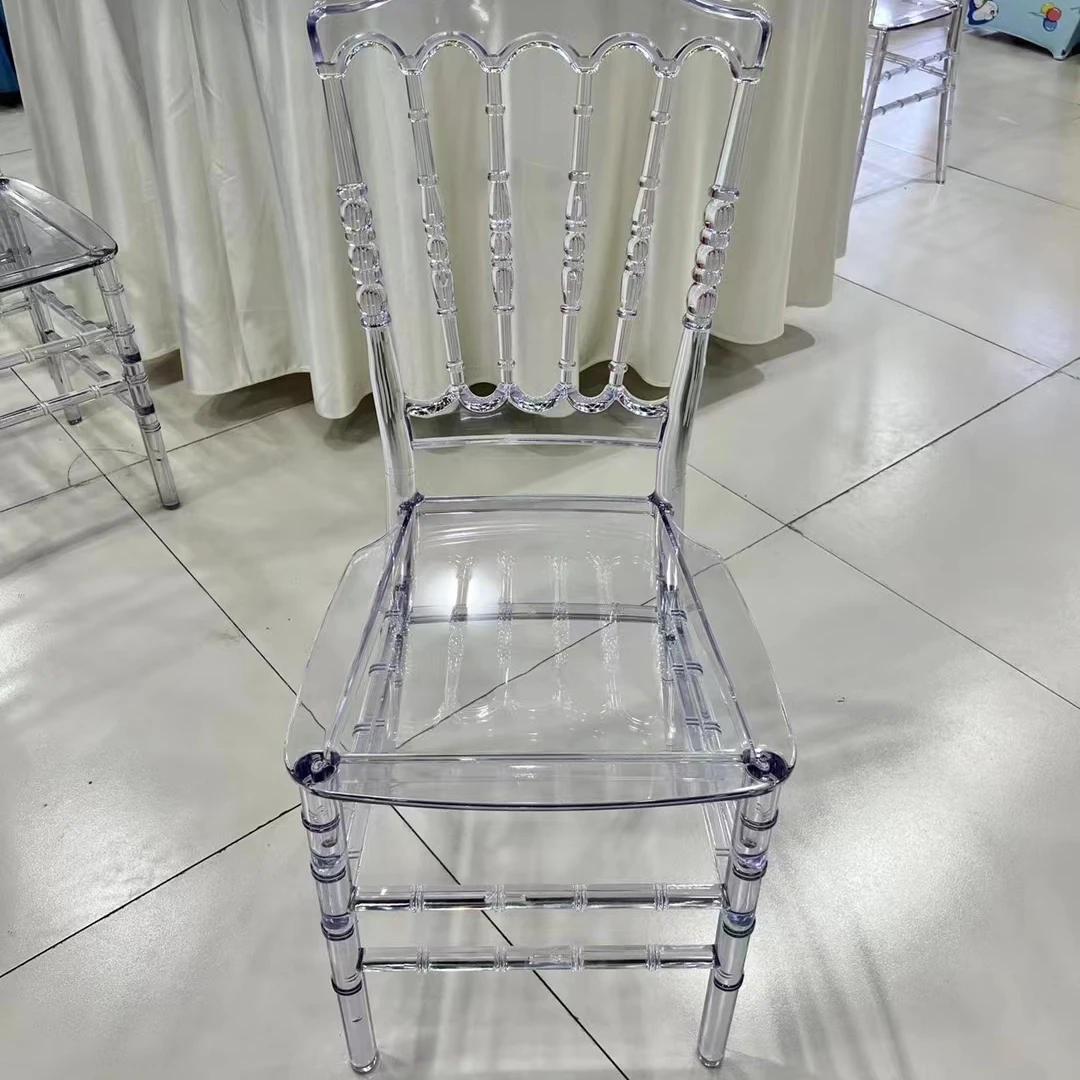 Wholesale Clear Acrylic Crystal Resin Event Napoleon Chair Transparent Plastic Dining Chair For Weddings And Banquet