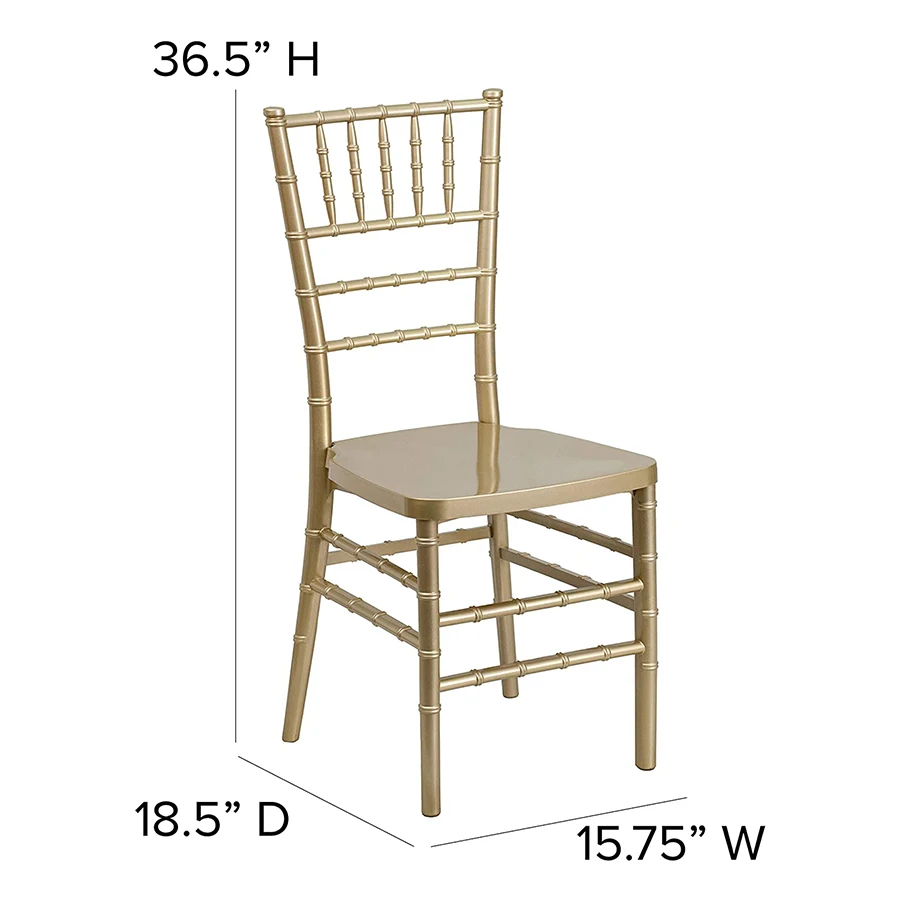 Wholesale commercial stackable dinning wedding event banquet gold resin chiavari chair for events