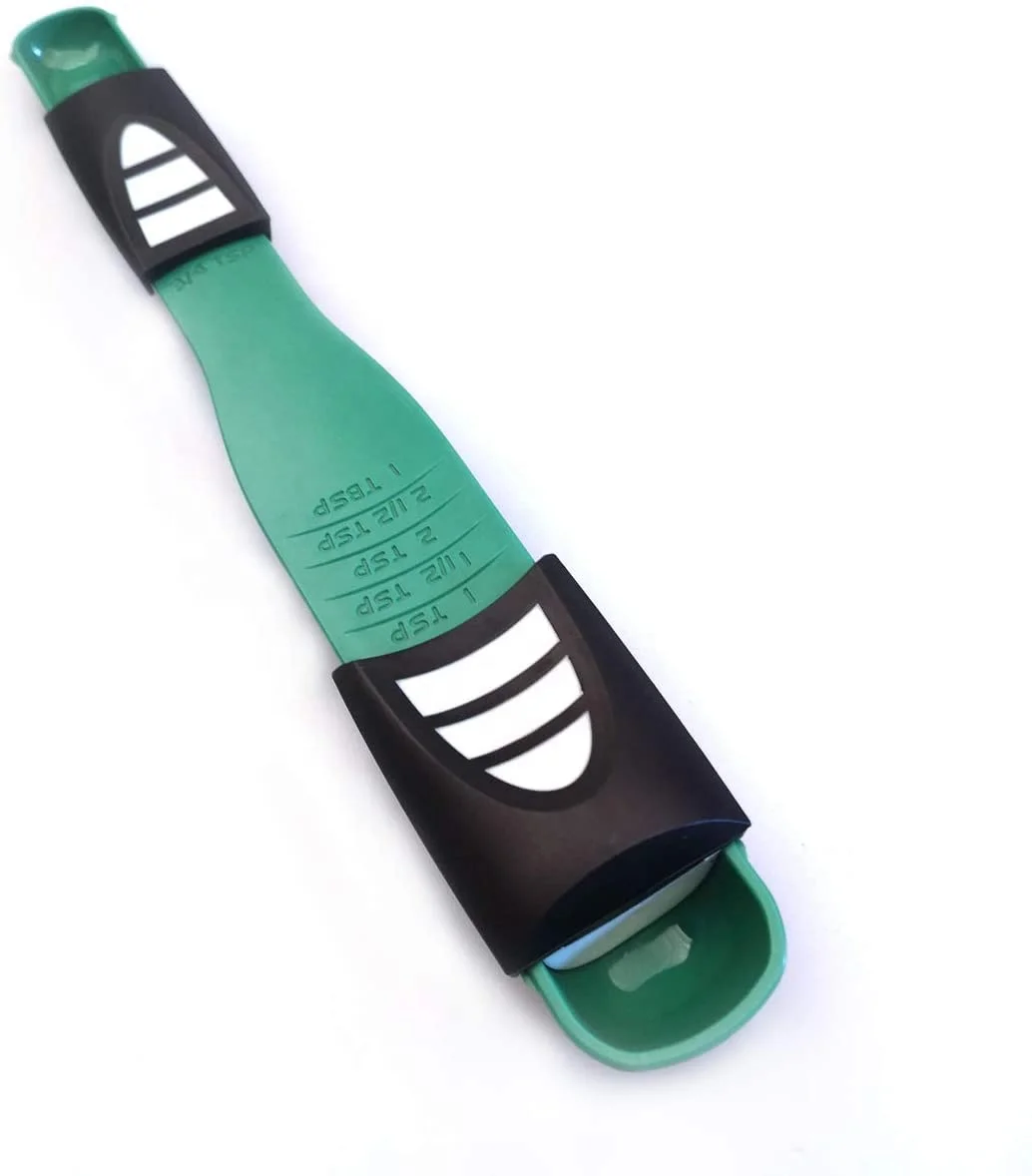 Amazon Hot Sale Double End Nine Scale Green Adjustable Plastic Measuring Spoons for Baking