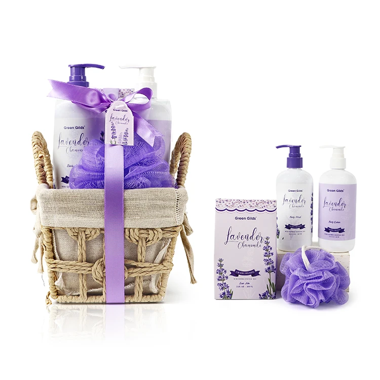 OEM Custom Cleaning Body Bath Gift Set Body Wash Moisturizing Soothing Luxury Body Lotion Set Bath Salts Lavender Bath Gift Set