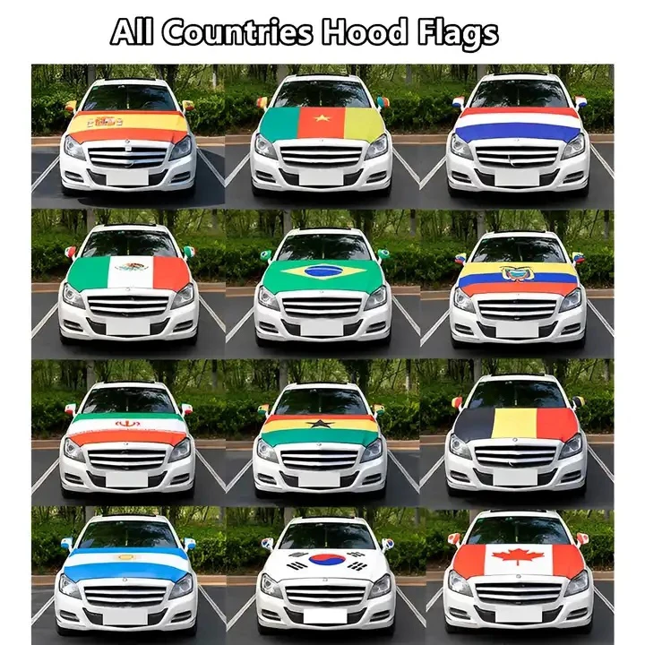 Hot Selling Cheap Fabric Polyester Custom Logo All Countries Engine Car Hood Cover Flag With Logo