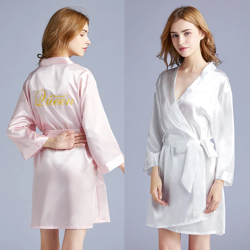 Wholesale Embroidery Bride Robe Satin Silk Bridesmaid Luxury Robe For Wedding Party
