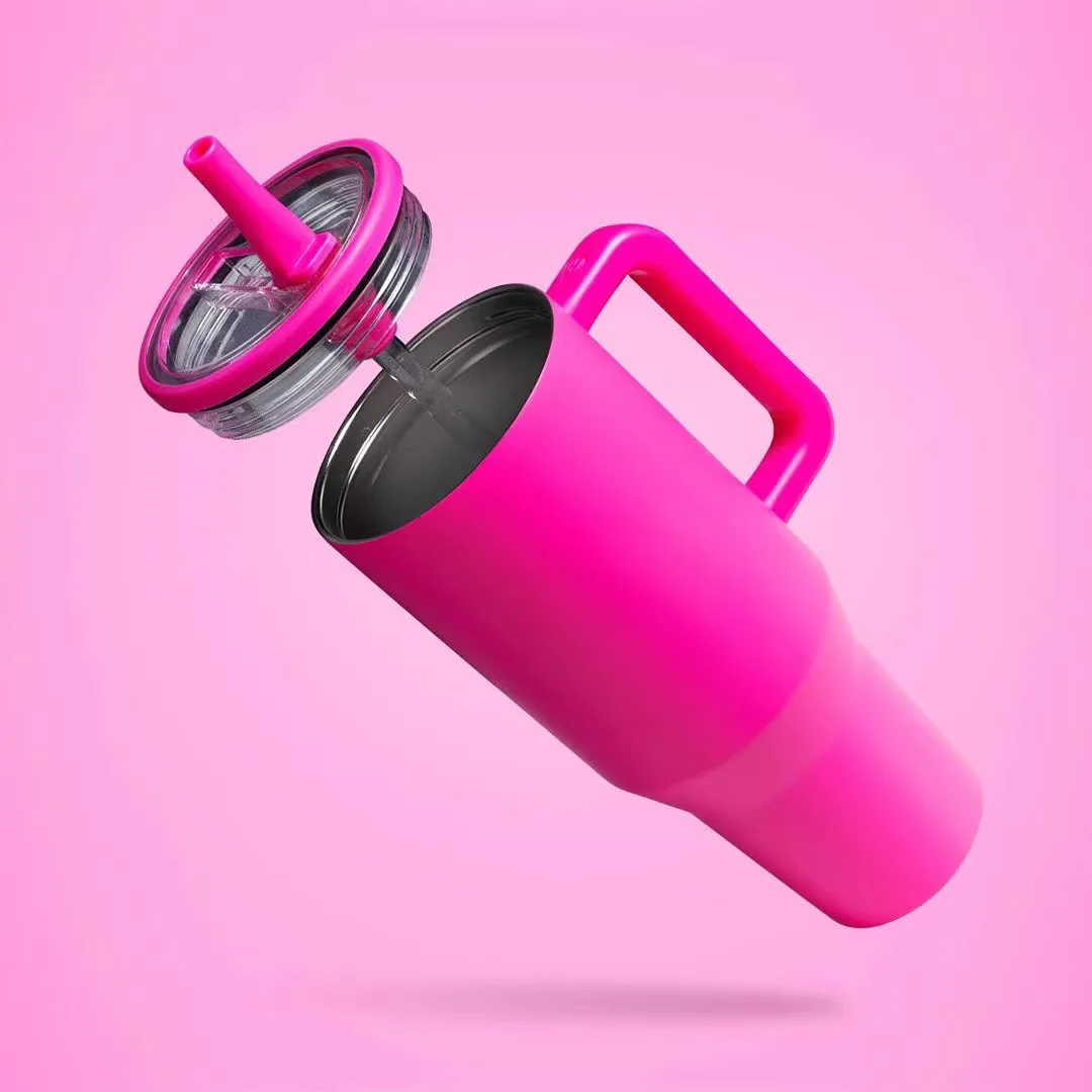 New Trend 40oz Solid Color Coffee Cup Double Wall Travel Mug Sublimation 40oz Stainless Steel Insulated Tumbler With Handle