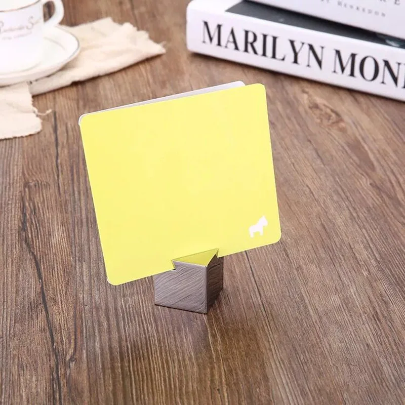 Morden Cuboid Stainless Steel Concise Card Holder Menu Stand Holder Postcard Photo Picture Display Stand for Desk