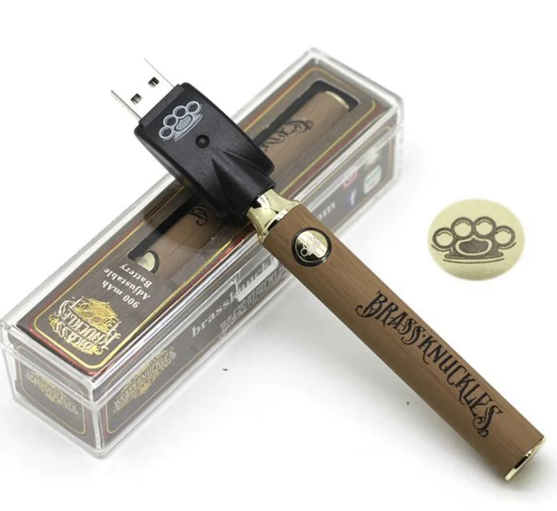  Латунная Безымянная батарея BK CBD Vape Pen 900 мАч/650 мАч с регулируемым напряжением в подарочной