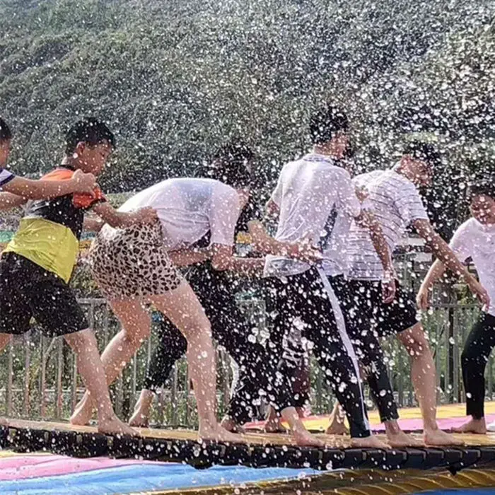 Support customized Swing bridge with a bouncer playground for younge people,water park entertainment equipment