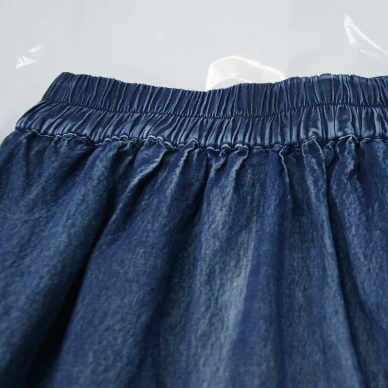 High quality brand style pleated oversize big long skirt jean denim plus size womens skirts