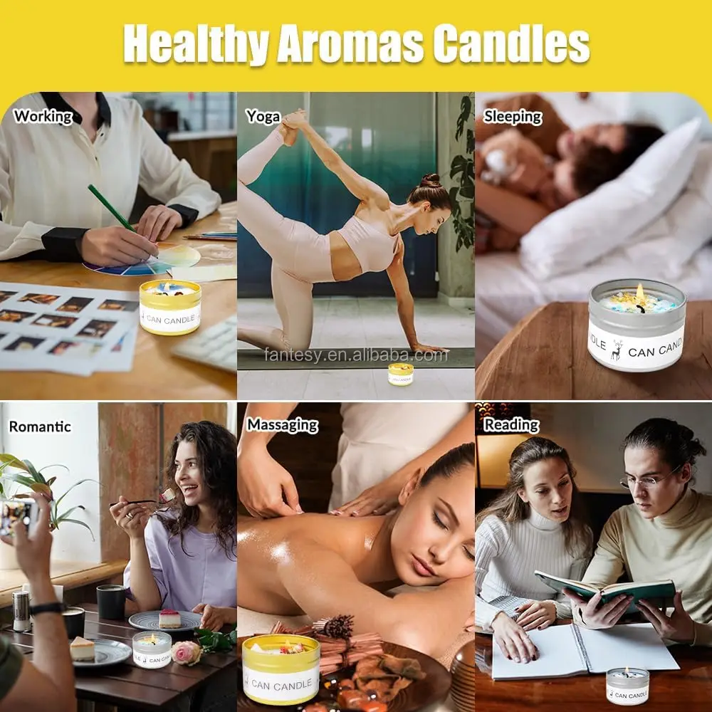 Private Label Aroma Candles Crystal Candles Tin Packs Home Decor Aroma With 7 Chakra