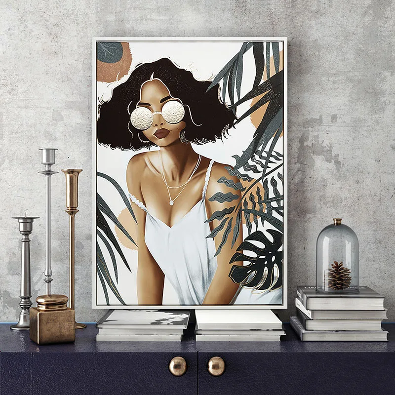 Modern African Art Frame Decoration Digital Print Canvas Portrait Painting